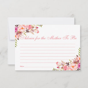 Floral Pink Blush Baby Shower Advice Card