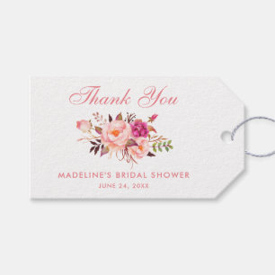 Floral Pink Blush Bridal Shower Thanks Gift Tags