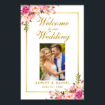 Floral Pink Blush Gold Wedding Welcome Photo Poster<br><div class="desc">Watercolor Floral Pink Blush Gold Wedding Welcome Photo Poster</div>