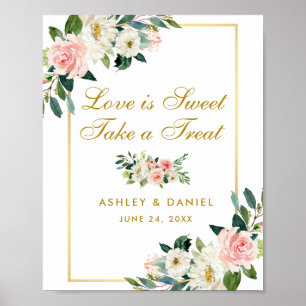 Floral Pink Blush Wedding Gold Treat Poster