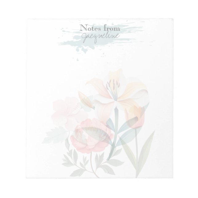 Floral Pink Botanical Classic Personalised Notepad (Front)