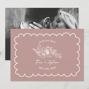 Floral Pink Botanical Save The Date Photo