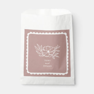 Floral Pink Botanical Scalloped Wedding Favour Bags