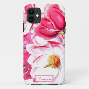 Floral pink botanical stylish chic gift custom iPhone 11 case