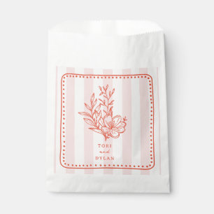 Floral Pink Bouquet Stripe Wedding Favour Bags