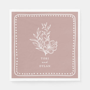 Floral Pink Bouquet Wedding Napkin
