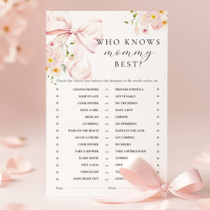 Floral Pink Bow Baby Shower Activity Games