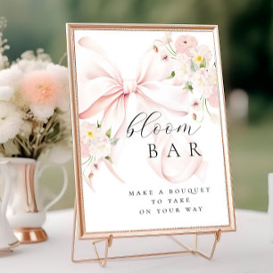 Floral Pink Bow Bouqet Bar Poster
