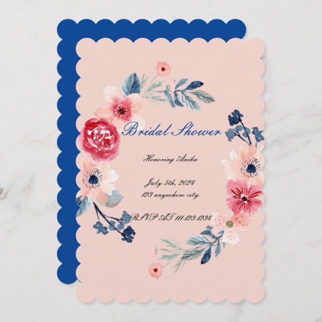 FLORAL PINK BRIDAL SHOWER INVITATION (Front/Back)