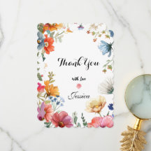 Floral Pink Bridal Shower Thank You Card.