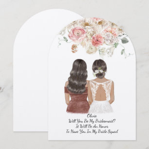Floral pink bridesmaid proposal card