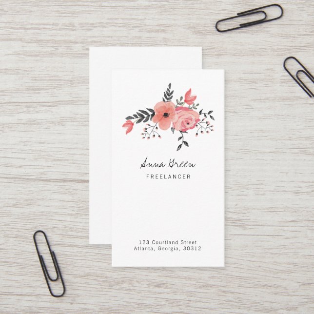 Floral Pink Business Card (Front/Back In Situ)