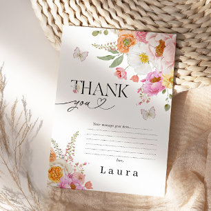 Floral Pink Butterflies Baby In Bloom Baby Shower Thank You Card