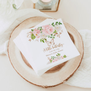 Floral pink butterfly baby shower Napkins