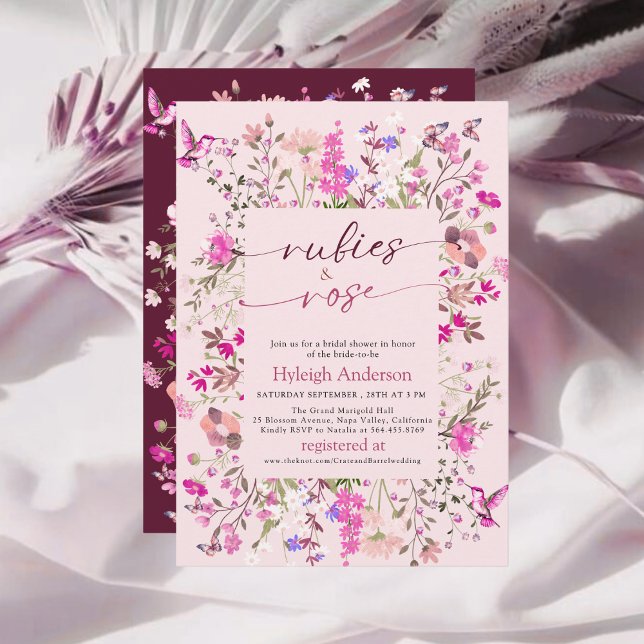 Floral Pink Butterfly Bridal Shower  Invitation (Creator Uploaded)