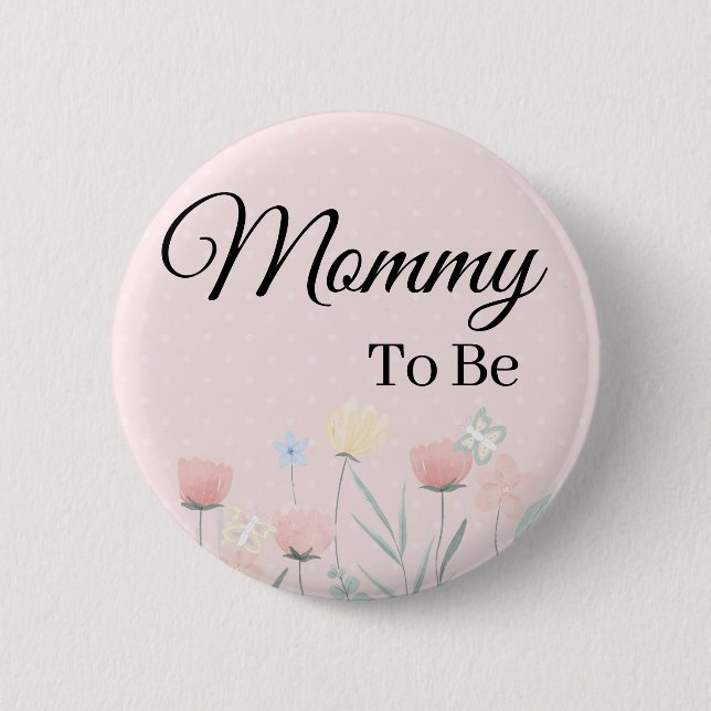 Floral Pink Butterfly Mummy To Be Pin (Front)