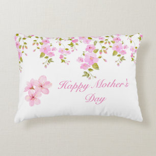 Floral Pink Cherry Blossom Custom Decorative Cushion