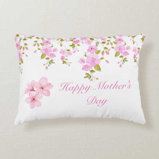 Floral Pink Cherry Blossom Custom  Decorative Cushion (Front)