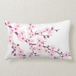 Floral Pink Cherry Blossoms Lumbar Cushion