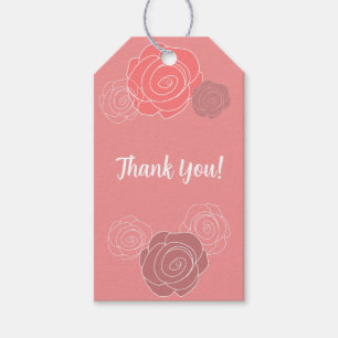 Floral Pink Coral Rose Birthday Party Gift Tag