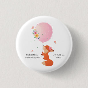 Floral pink cute baby shower  3 cm round badge