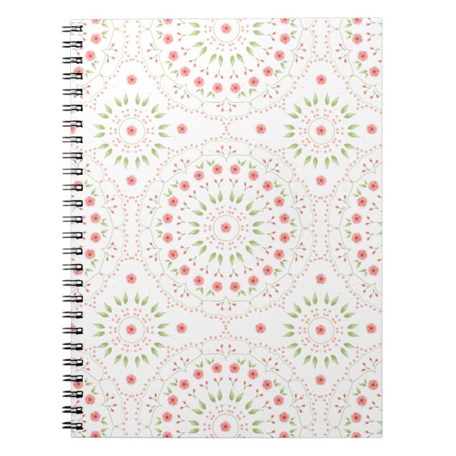 Floral Pink Cute Chic Minimalist Mandala Pattern  Notebook (Front)