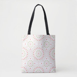 Floral Pink Cute Chic Minimalist Mandala Pattern Tote Bag