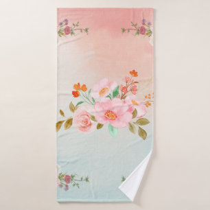 Floral Pink Design, Flourishing Flowers Bath Towel Set