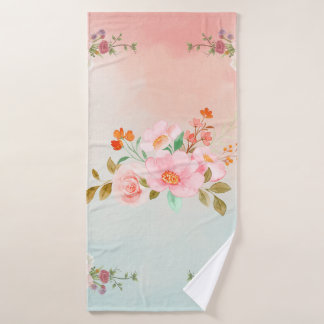 Floral Pink Design, Flourishing Flowers Bath Towel Set