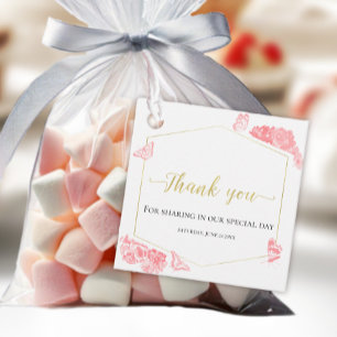 Floral Pink Dress Quinceanera Favour Tags