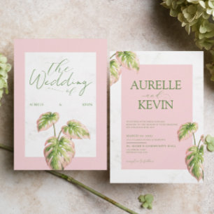 Floral Pink Elegant Summer Watercolor Wedding Invitation