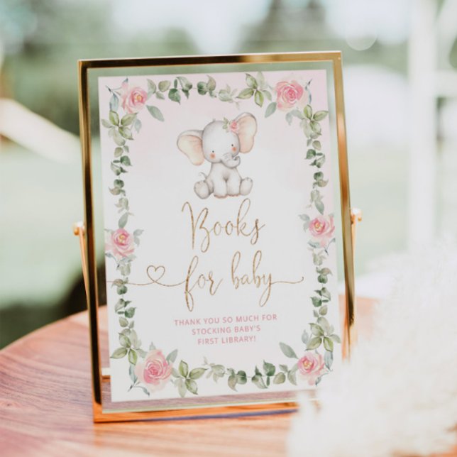 Floral pink elephant Books for baby Poster (Creator Uploaded)