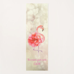 Floral Pink Flamingo, Bokeh -Motivational Message  Yoga Mat