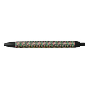 Floral Pink Flowers Pattern-235 Black Ink Pen