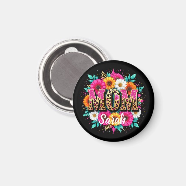 floral pink glitter mum  magnet (Front/Back)