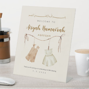Floral Pink & Gold Aqiqah Welcome Sign