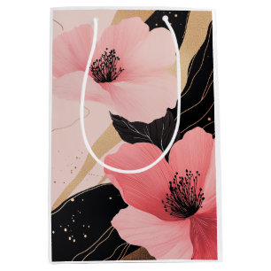 Floral Pink Gold Birthday Medium Gift Bag