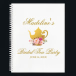 Floral Pink Gold Bridal Shower Tea Party Gift List Notebook<br><div class="desc">Watercolor Floral Pink Blush Gold Bridal Shower Tea Party Gift List Notebook</div>