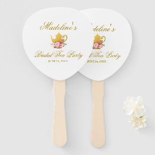 Floral Pink Gold Bridal Shower Tea Party Hand Fan