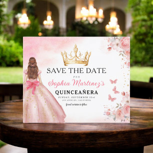 Floral Pink Gold Princess Birthday Quinceanera