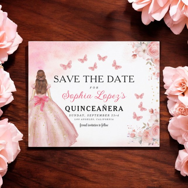Floral Pink Gold Princess Birthday Quinceanera (Creator Uploaded)