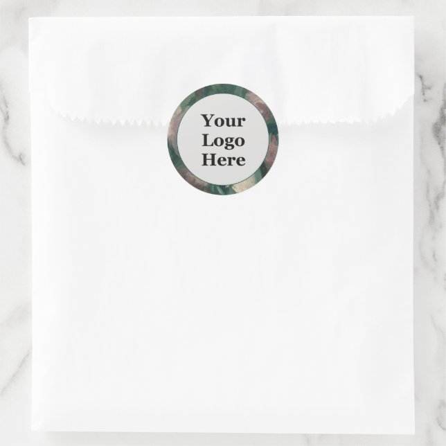 Floral Pink Green and White Business Logo Template Classic Round Sticker (Bag)