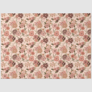 Floral Pink Green Flowers Pattern Tissue Paper