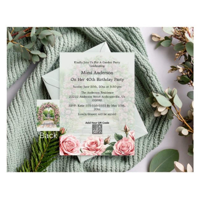 Floral Pink/Green Garden Party Birthday Invitation (Creator Uploaded)