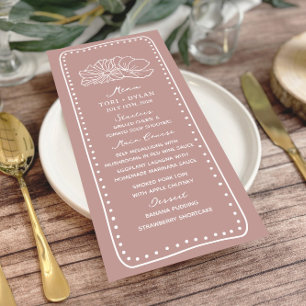 Floral Pink Hand Drawn Frame Wedding Menu