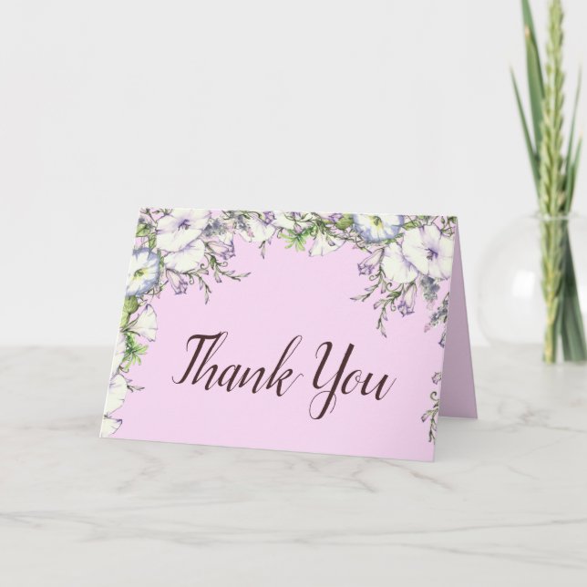 Floral Pink Handfasting Morning Glory Thank You Card (Front)