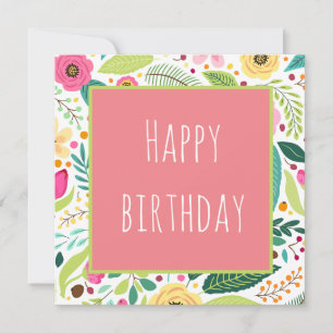 Floral - Pink Happy Birthday Card