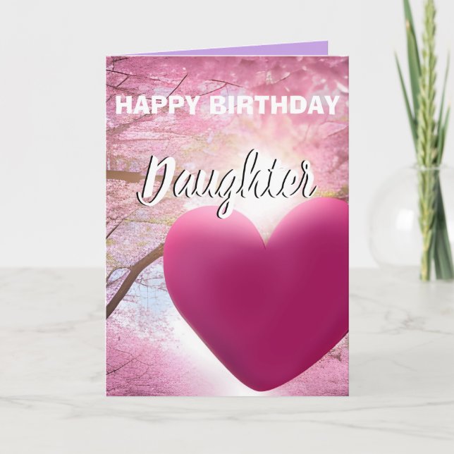 Floral Pink Happy Birthday Daughter Card (Front)