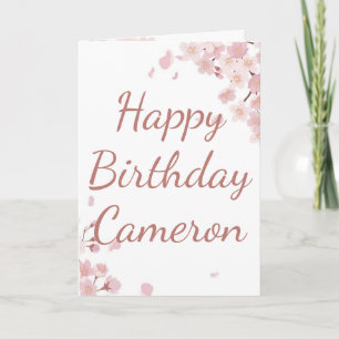 Floral Pink Happy Birthday to him  Holiday Card
