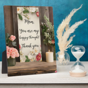 Floral Pink Ivory Mum Happy Thought Barnwood Plaque